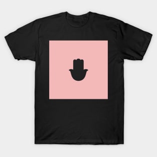 White Hamsa Hand on Light Pink Background T-Shirt